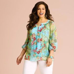 Fig and Flower floral paisley blouse. NWOT